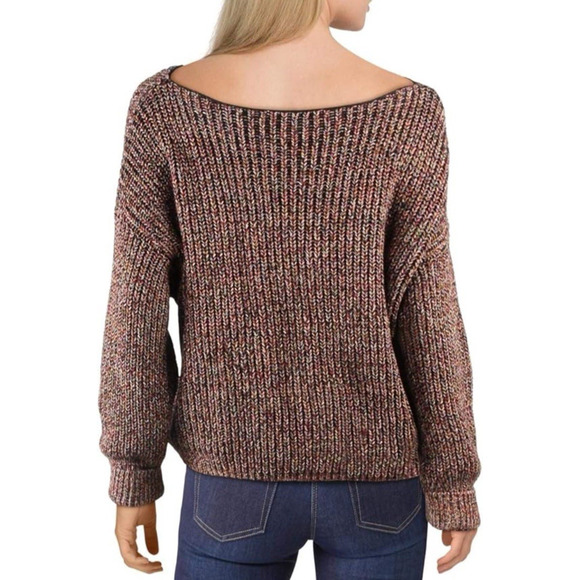 French Connection Women L Sweater 100% Cotton Boatneck Black Multi Pullover - Picture 2 of 10
